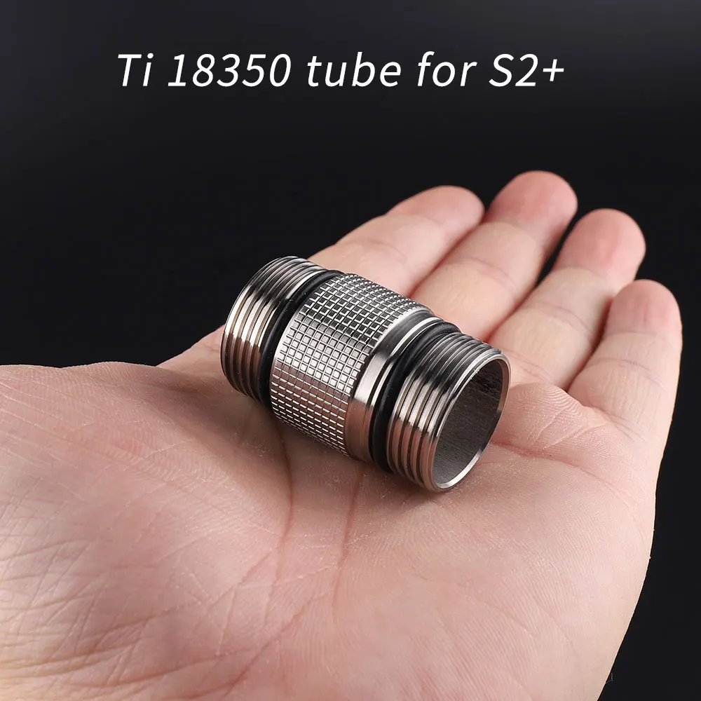 titanium 18350 short tube for S2+ flashlight, rectangular thread