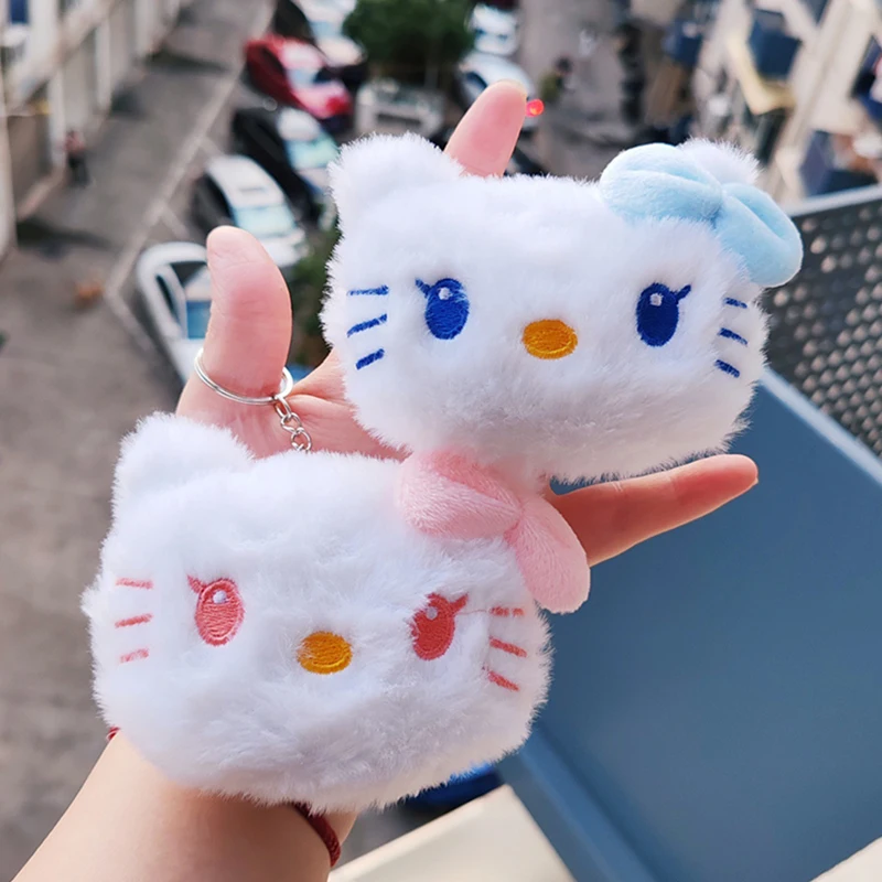 

Sanrio Hello Kitty плюшевый брелок с большой головой, подвеска в стиле аниме с мягкими животными для девочек, аксессуар для сумки, Kawaii Kitty Cat, брелок для ключей