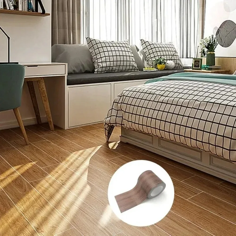 5.7cm*4.57m for Laminate Floor Dark Brown Waterproof Wood Effect Tape Self Adhesive Floor Repair Tape Realistic Wood Duct Tape