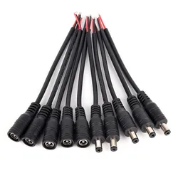 5Pair/lot Security Copper Wire 12V Male + Female DC Power Socket Jack Plug Connector Cable Wire 5.5*2.1MM