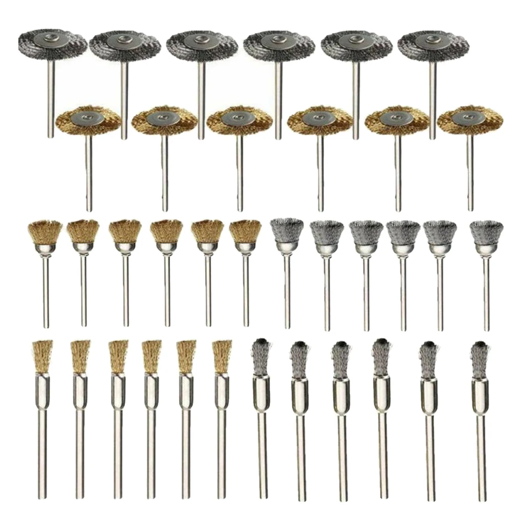 For Metal Rust Removal Brush 36pcs Steel Wire Wheel Brushes Buffing Drill Rotary Tools Grinder Welding Polishing Cups Drill Bit