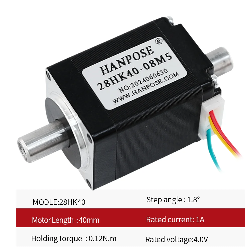 HANPOSE 28HK40 hollow dual axis stepper motor NEMA11 4.0v 1.0A two-phase hybrid small motor with high torque