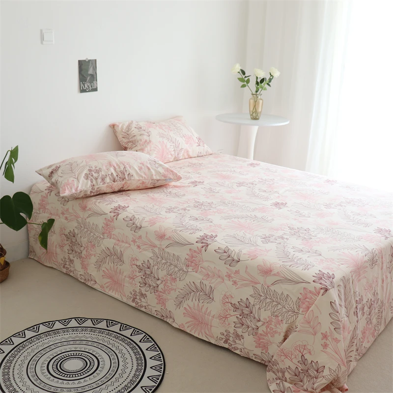 

Soft Hotel 3-Piece Nordic Breathable Flat Bedding Sheet Duvet Cover Bed Modern 4-Piece Fitted Pillowcase Set Cotton Comfortable