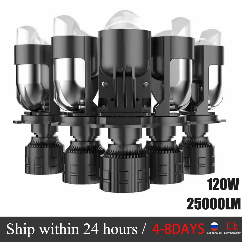 

Dual Lens Auto Lamp Mini Lens LED H4 Bulbs Headlight for Cars High Low Beam Projector Canbus Turbo Fan 6000k Lenses Fog Light