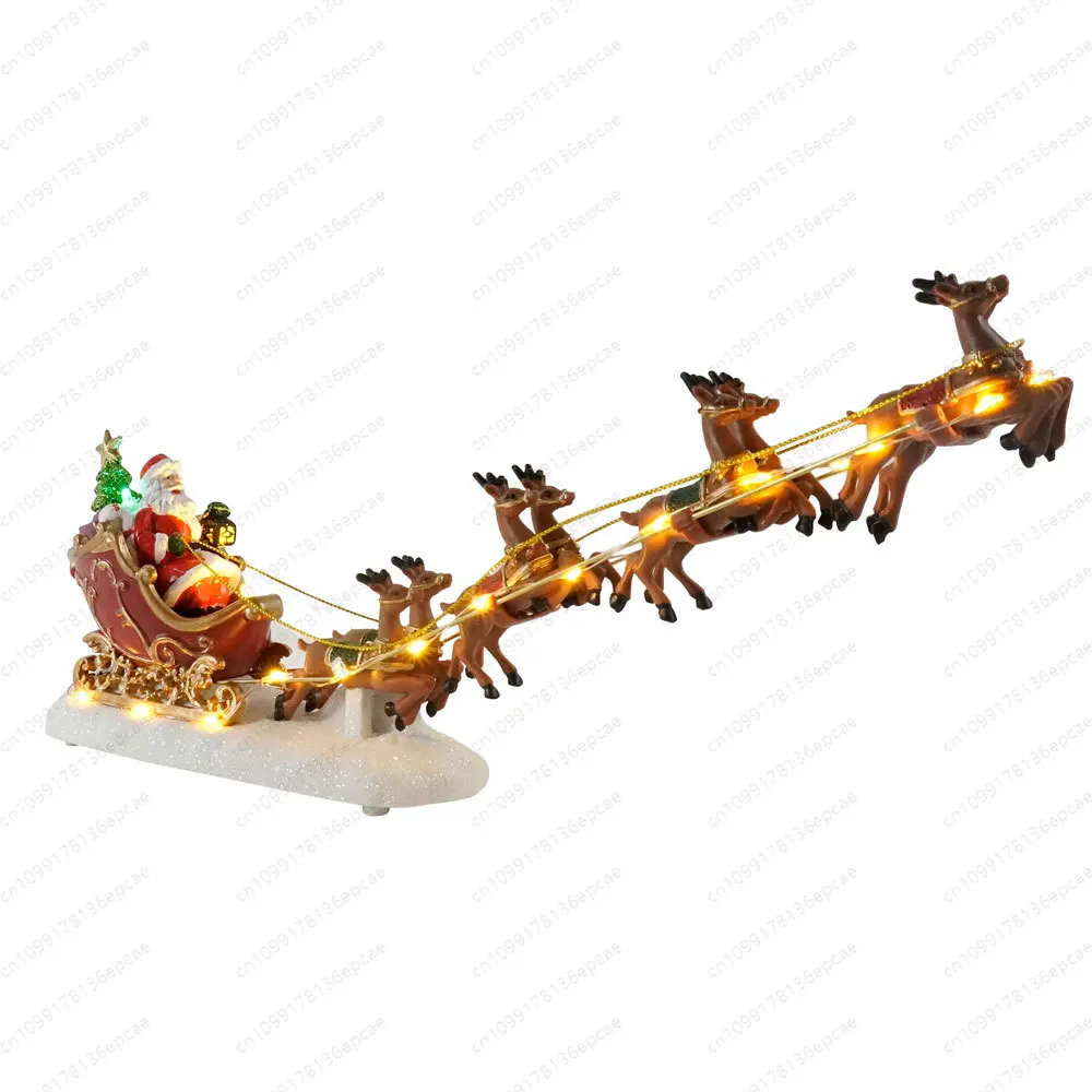 Santa Claus sleigh scene Christmas decorations Glowing Christmas home ornaments
