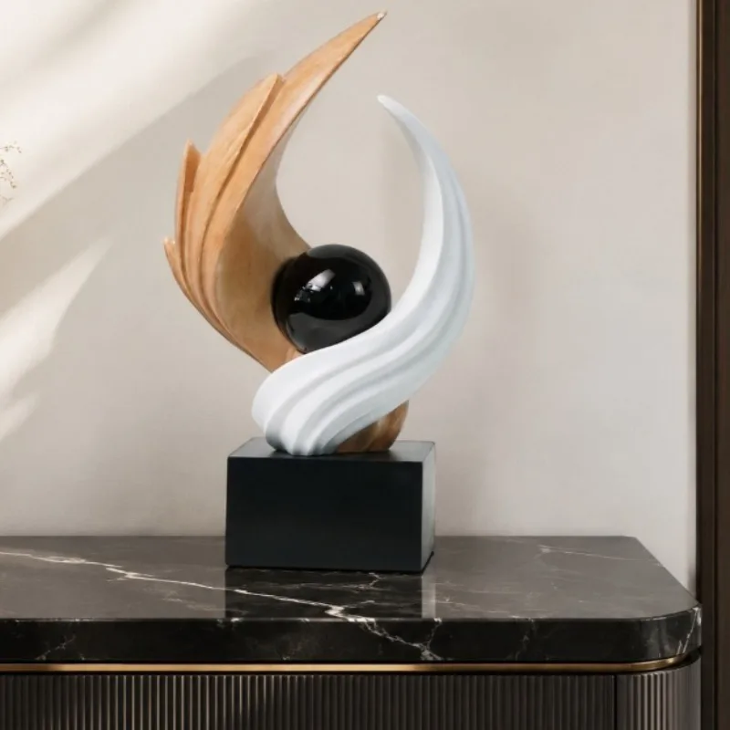 Desktop resin ornament is endless, abstract wood grain black crystal ball creative resin handicraft entrance ornament