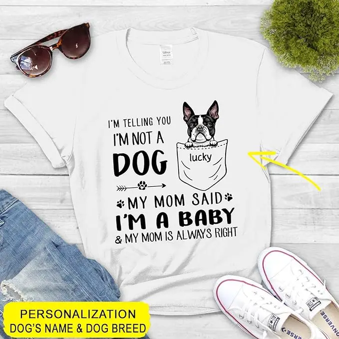 Customized Dogs Name and Dog Breed Shirt Dog Mom Shirt Gift for Mom Personalised Fashion Tshirt Mother's Day