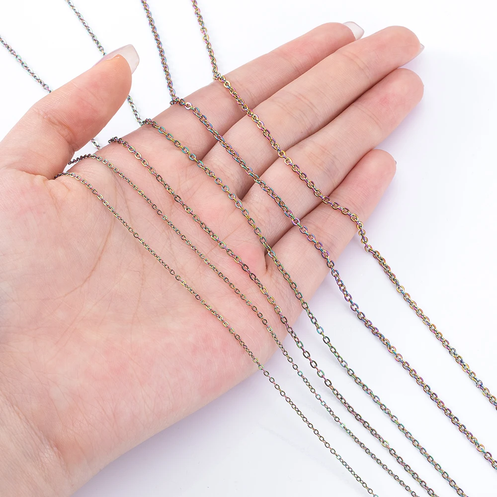 10M/Roll 2M Colorful Link Chain Stainless Steel Cross O Shape Chains DIY Necklace Bracelet Jewelry Making Accessories Multi size