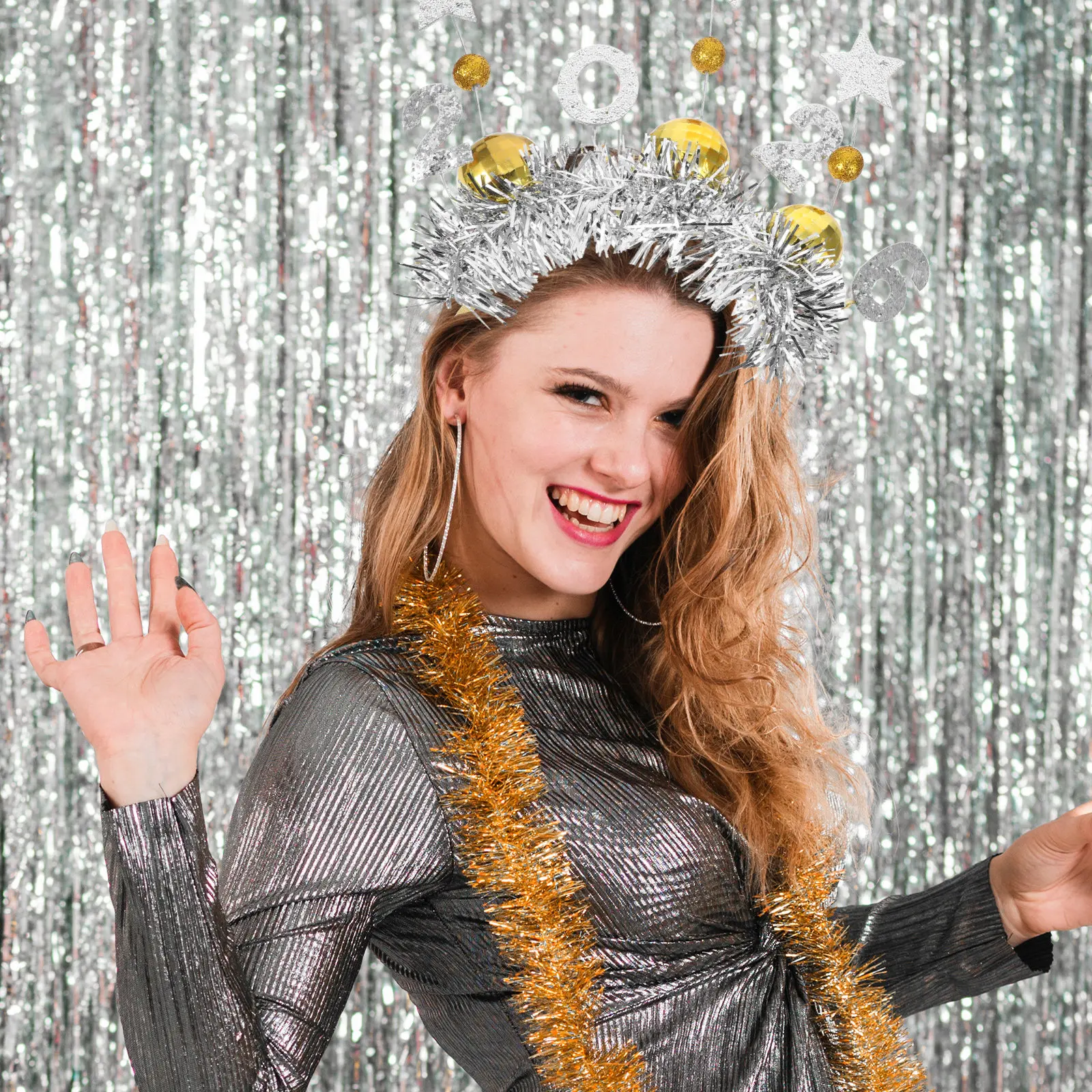 

New Year Party Headband 2026 Disco Ball Star Hair Hoop Holiday Photo Booth Props New Years Eve Graduation Supplies