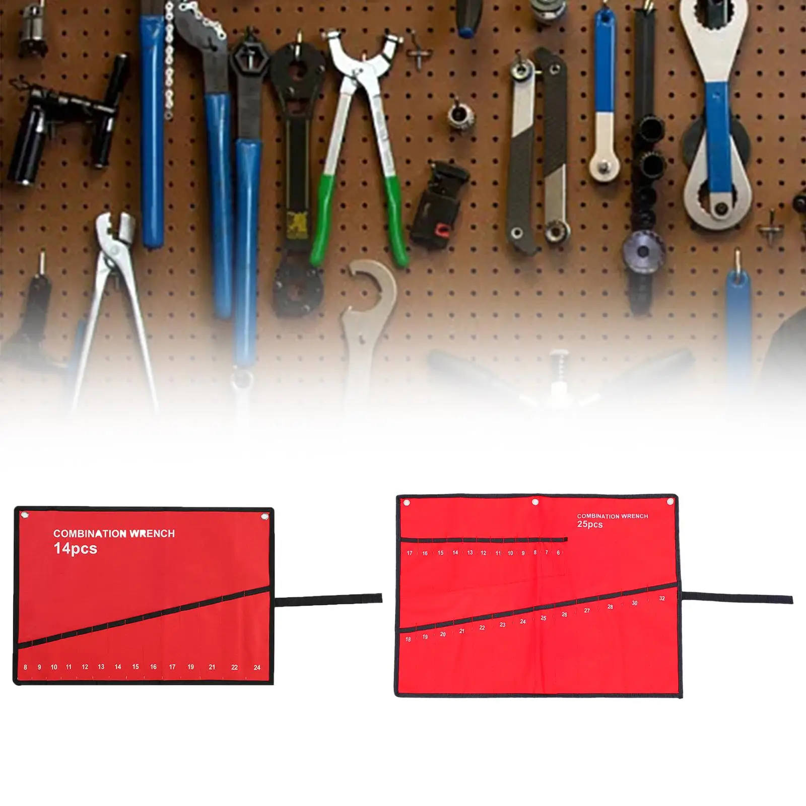 Wrench Bag Easy to Use Red Roll up Tool Bag Organizer Portable Roll Tools Storage Bag for Electrician Mechanic Woodworker