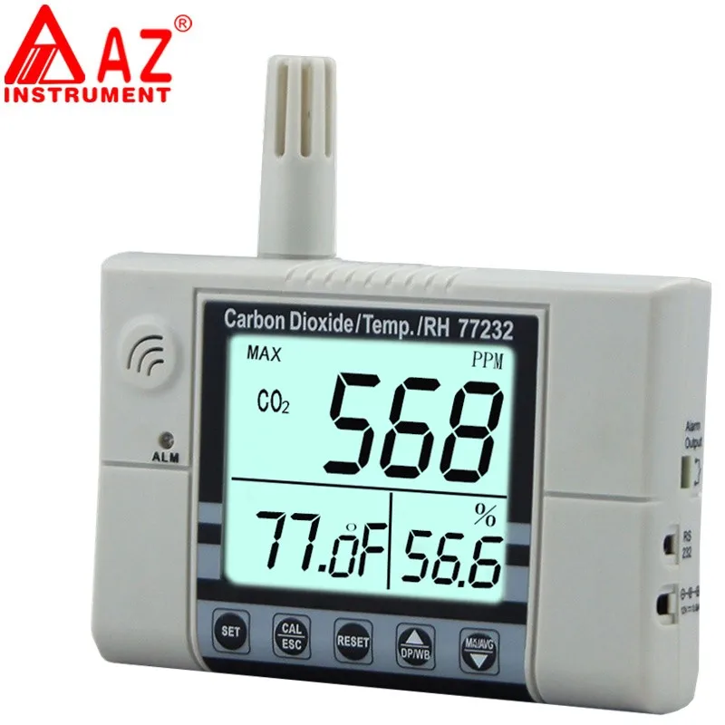 AZ77232 이산화탄소 테스터, 벽걸이 공기질 모니터, CO2 습도계