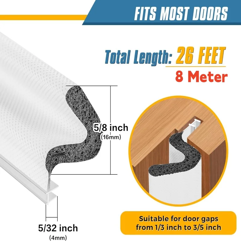 8M V-Shaped Q Foam Weather Stripping,Doors Windows Kerf Soundproof Sealing Strip,Door Frame Weatherstrip for Card Slot Large Gap