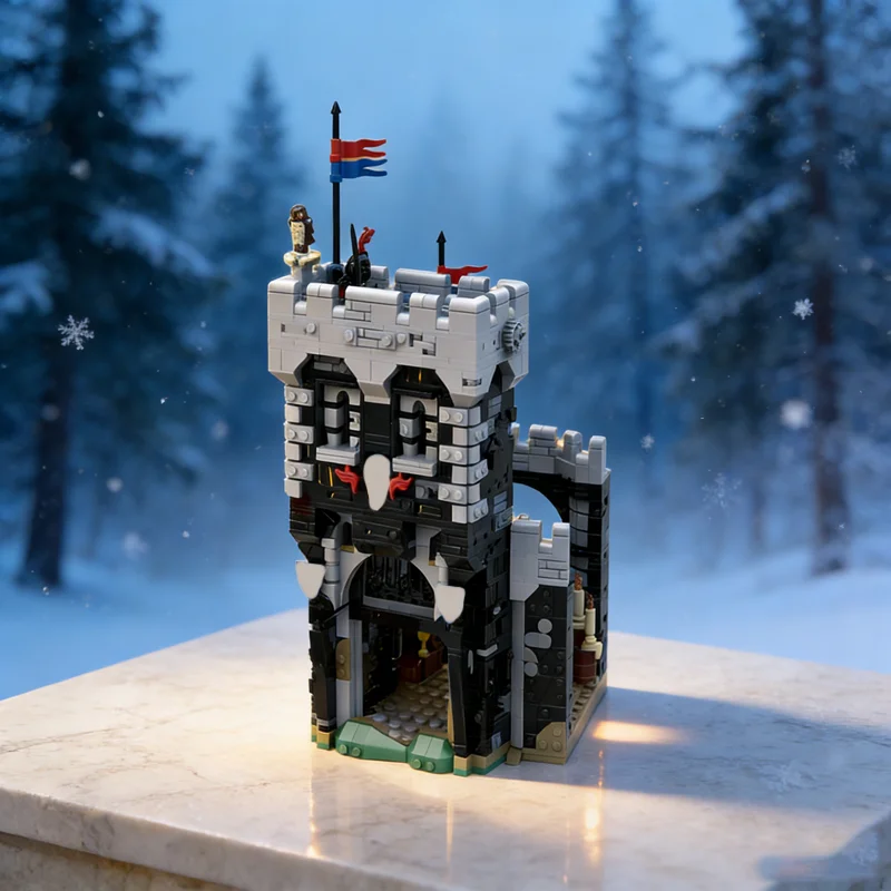 

1537pcs MOC The Black Knight s Castle Front gate Knights Model Building toys blocks Construction Christmas gifts Education