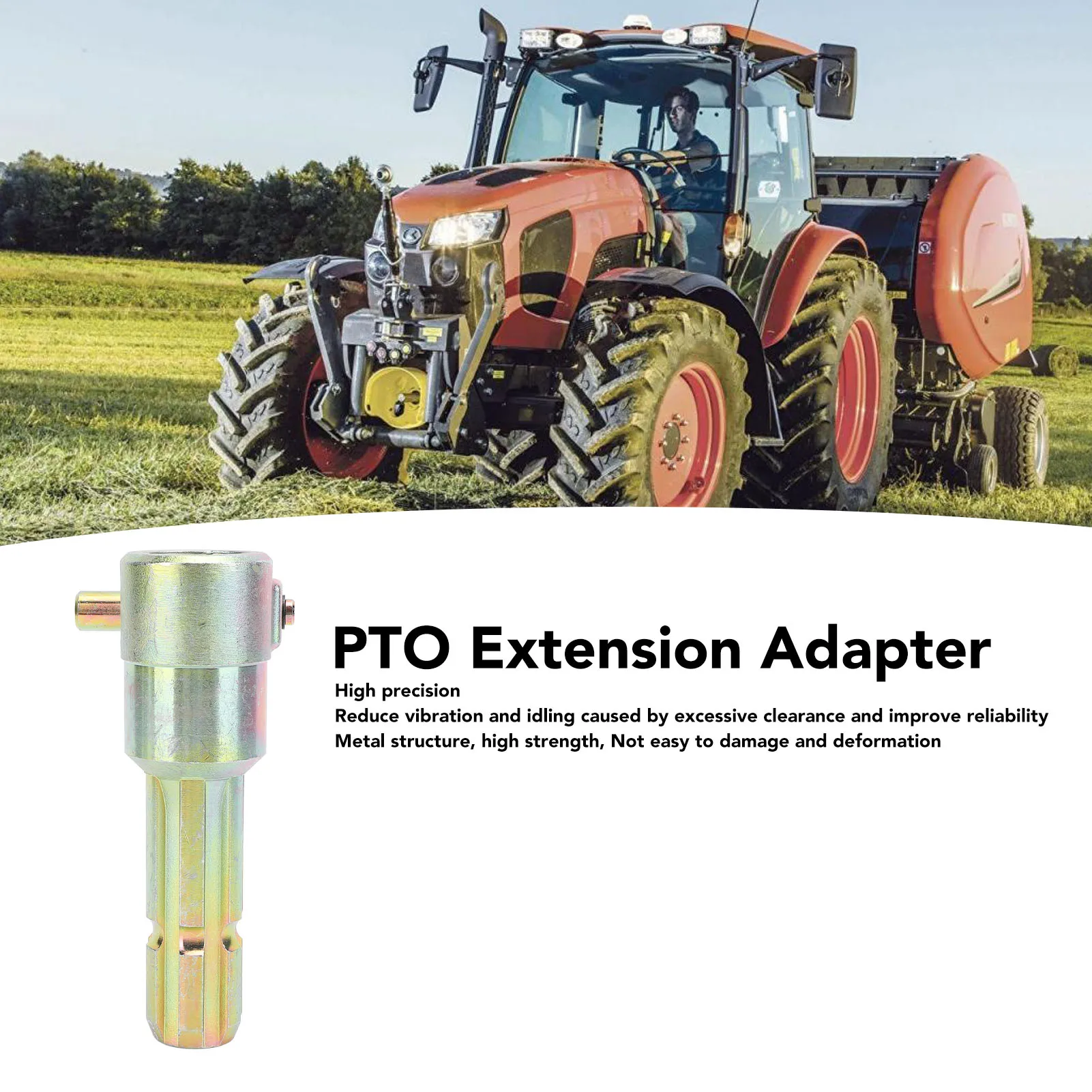 1-3/8in 6 Spline PTO Extender Adapter Male Female Quick Connect Metal Shaft Connector for Tractor