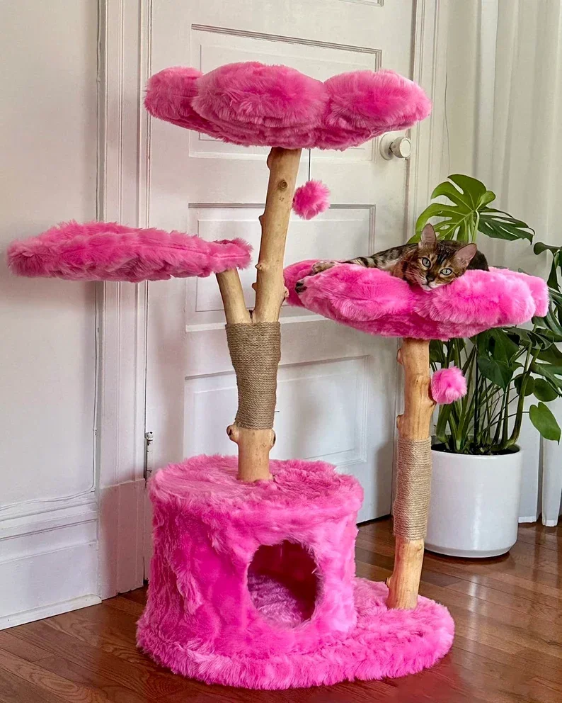 XIANGLONG Multi Level Cat Climbing Tree With Premium Plush Six Flower Bed Sisal Scratching Post Tower Home Decor Furniture