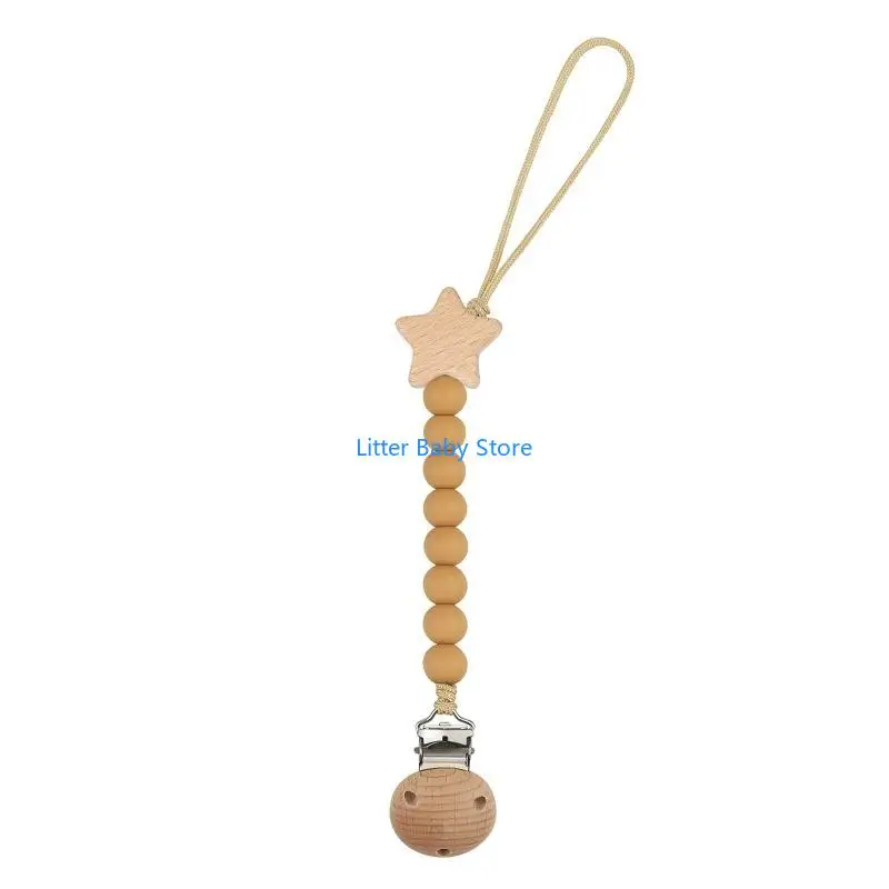 

N80C Anti-drop Pacifier Clip Silicone Bead Baby Teether Clip Toddler Nipple Holders