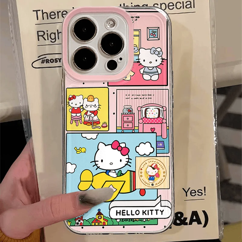 Cute Carton Hellokitty Space Phone Case For Samsung S20 S21 S22 S23 S24 Fe Plus Ultra A35 A20 Note10 20 4G 5G Transparent Cover