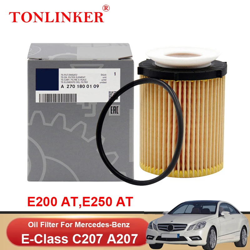

Масляный фильтр TONLINKER A2701800109 для Mercedes Benz E Class C207 A207 2013 2017 2015 2016 2017 E200 E250 2.0L M274, автомобильные аксессуары A2701840225