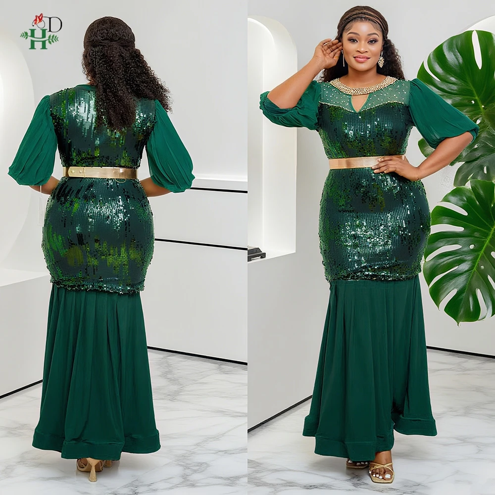 

African Dresses For Women 2025 New Evening Party Wedding Dress Plus Size Sequin Gowns Elegant Diamond Mermaid Summer Clothes