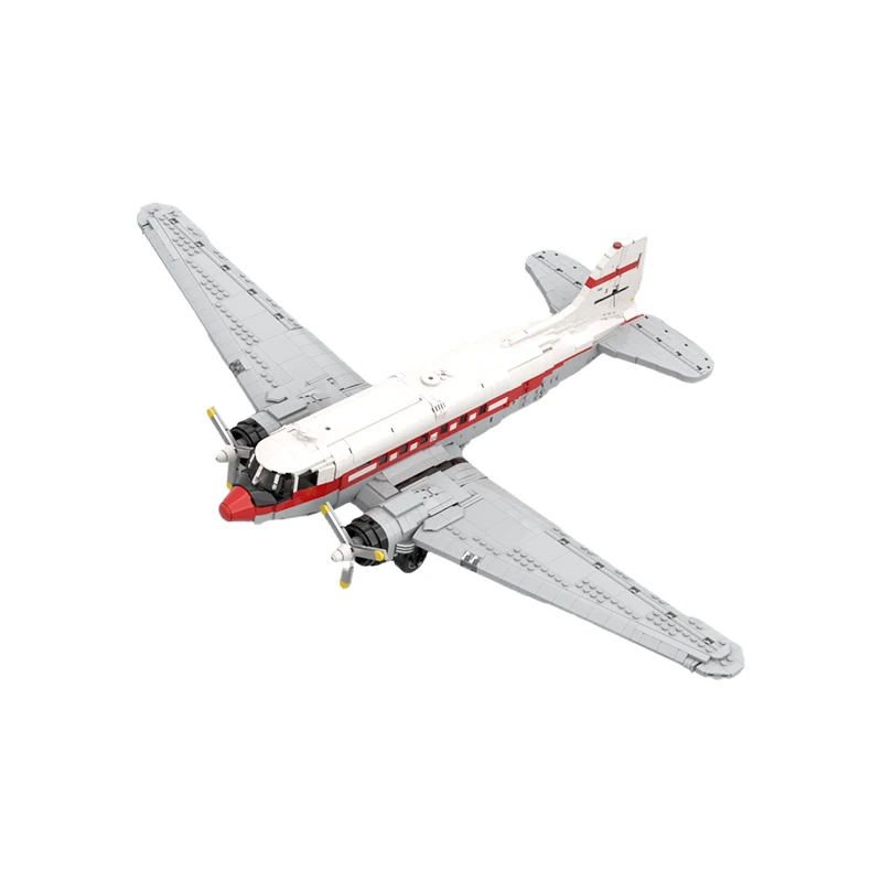MOC Military C-47 Skytrain Transport Aircraft Transport Plane Cargo Airplane Warplane Propeller DIY Building Blocks Bricks Toy