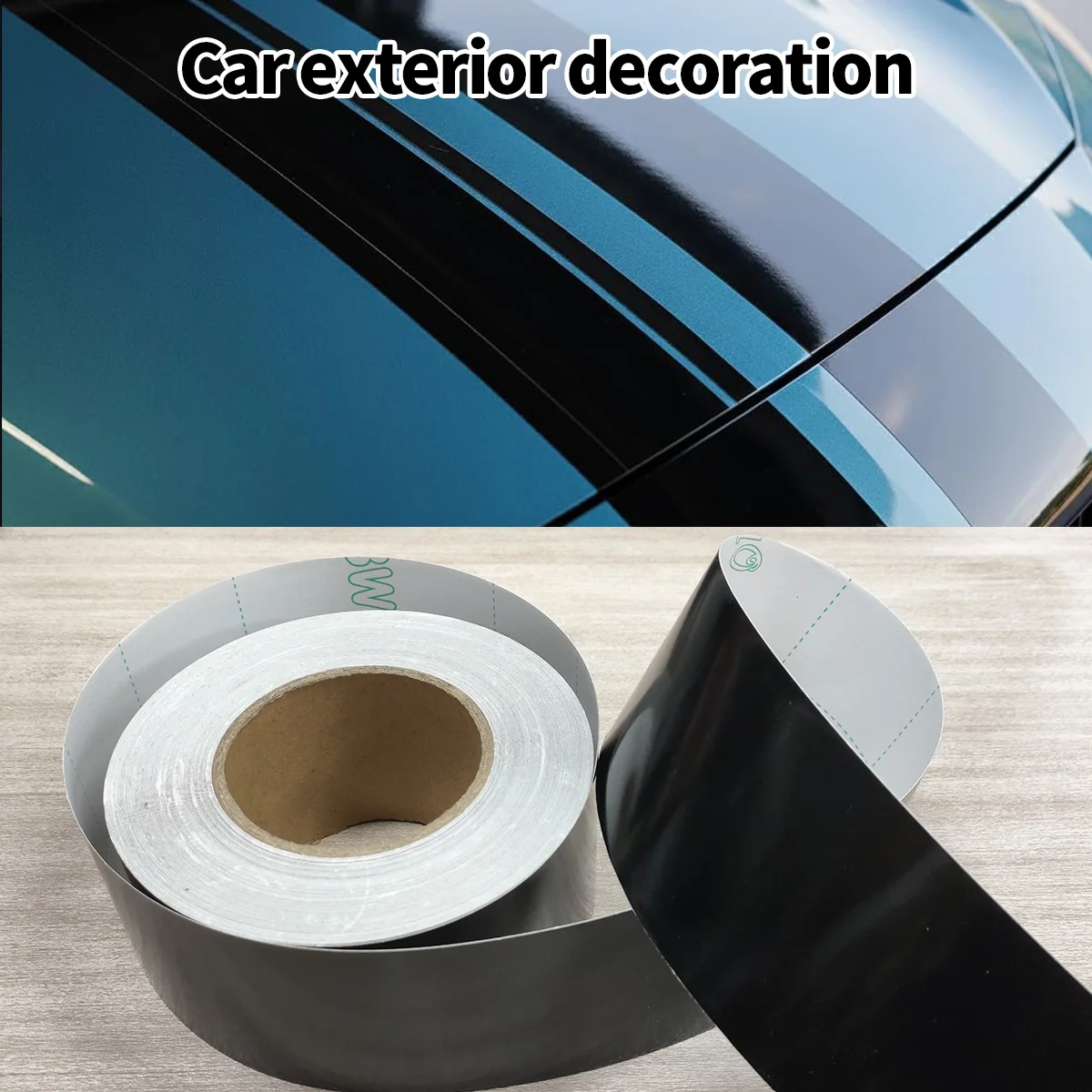 3/5/7/10CM Glänzende Schwarze Vinyl-Folienstreifen Fenster-Zierleisten-Folie Auto-Innenraum Säulen-Aufkleber für Fahrzeuge – Detail 4