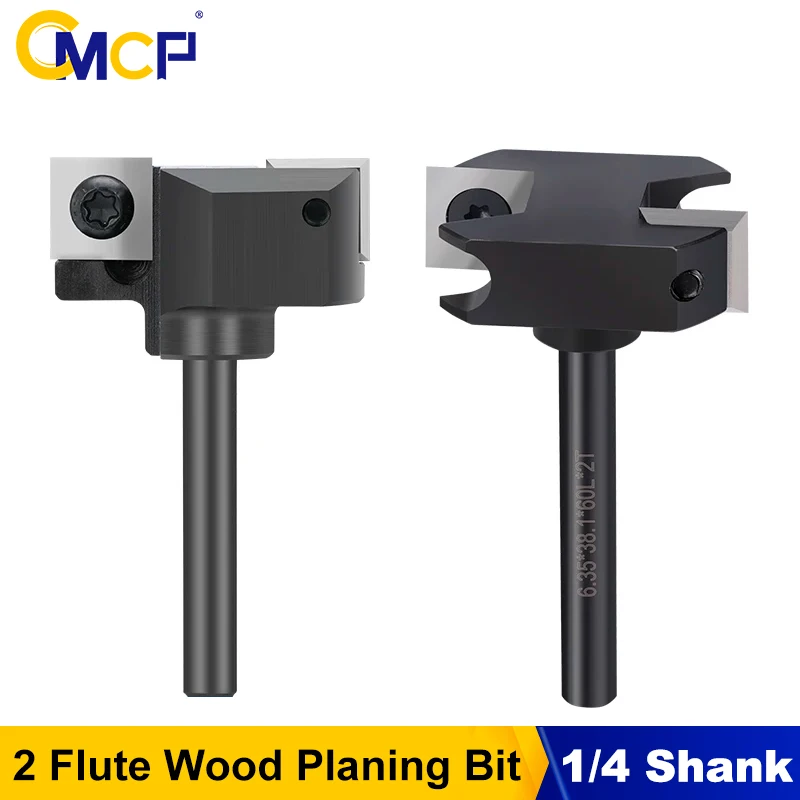 

CMCP 1pc 1/4 inch Shank CNC Surfacing Router Bit 2 Flute Wood Milling Cutter Insert Carbide Slab Flatting Router Bit
