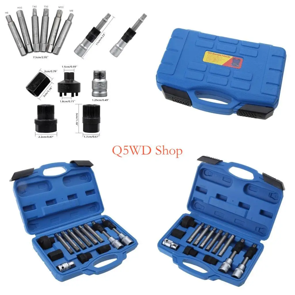 Q5WD 13 Pcs Alternator Pulley Tool for w/ Storgae for Case Alternator Pulley Remo