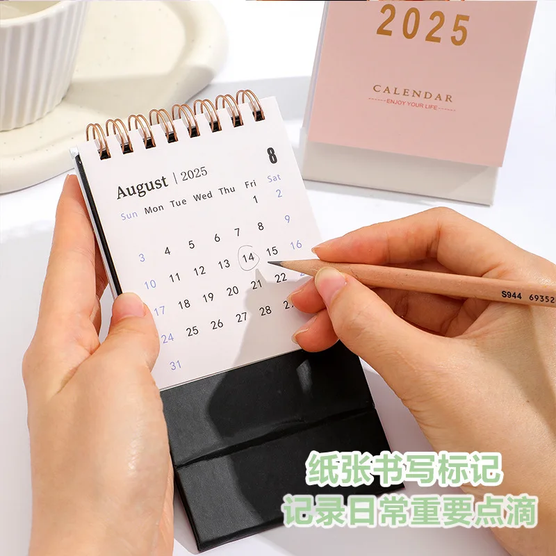 4 styles 2025 simple solid color Morandi calendar desk English small desk calendar  notes memo message Scrapbooking Material