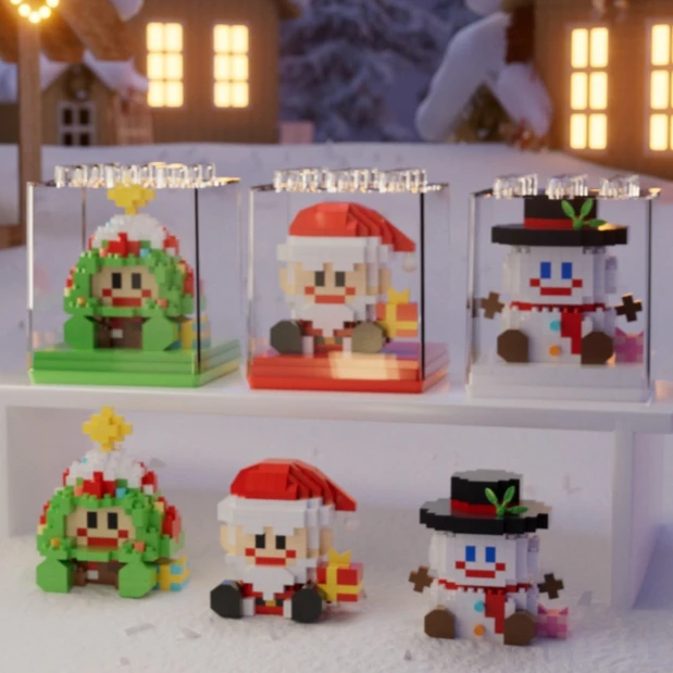 Santa Claus Snowman Assembly Models Christmas Desktop Decorations Building Block Toys Creative Assembly of Building Block Toys