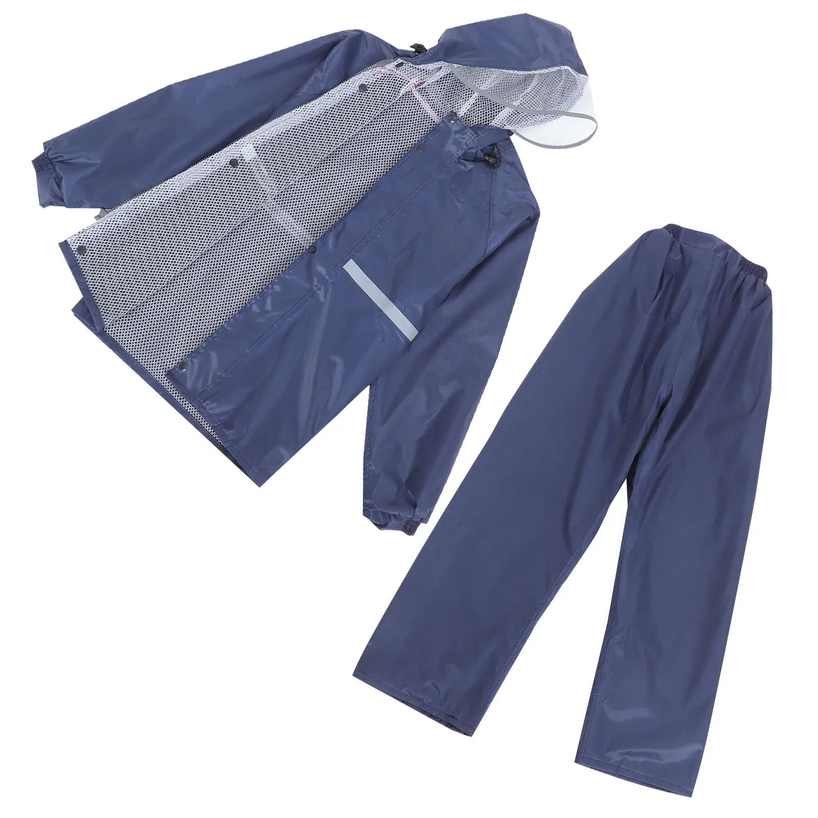 Unisex Reflective Motorcycle Rain Suit Split Design Heavy Duty Waterproof Raincoat and Rain Pants for Cycling Hiking Walking