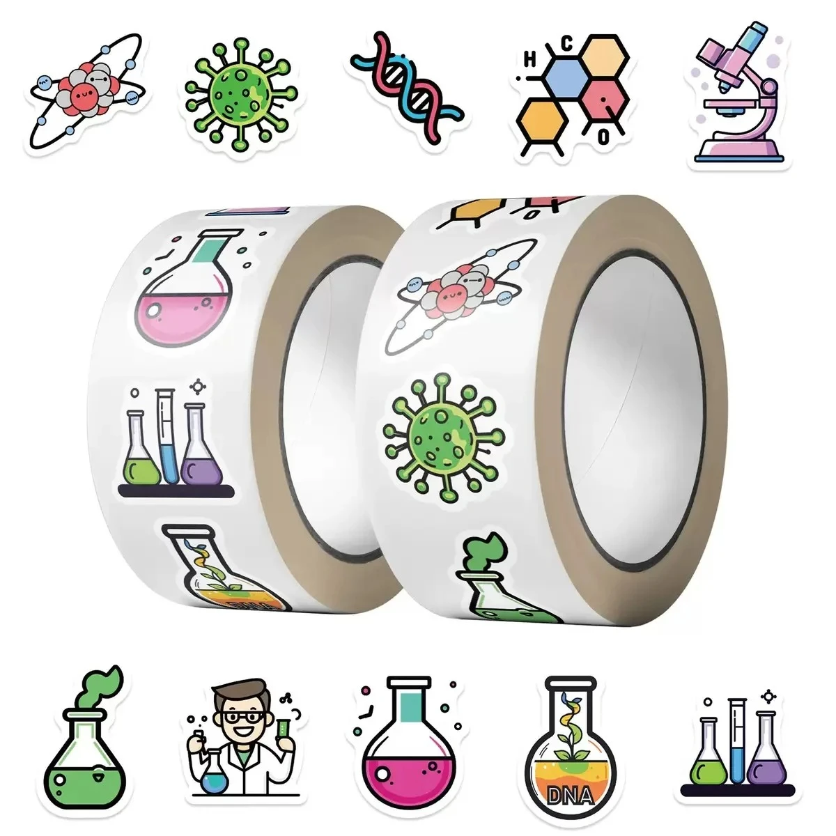 00pcs/Roll Science Biology Lab Chemistry Sealing Stickers Kids Toy Notebook Laptop Scrapbook Waterproof Kids Reward Sticker Toy