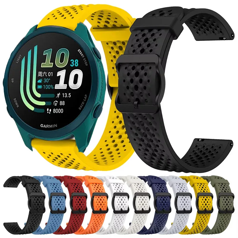 22mm 20mm Atmungsaktives Silikonarmband für Garmin Forerunner 70 170 255 265 245 970 570 55 158 165/Vivoactive 6 5/Venu SQ 2 3 4 45mm