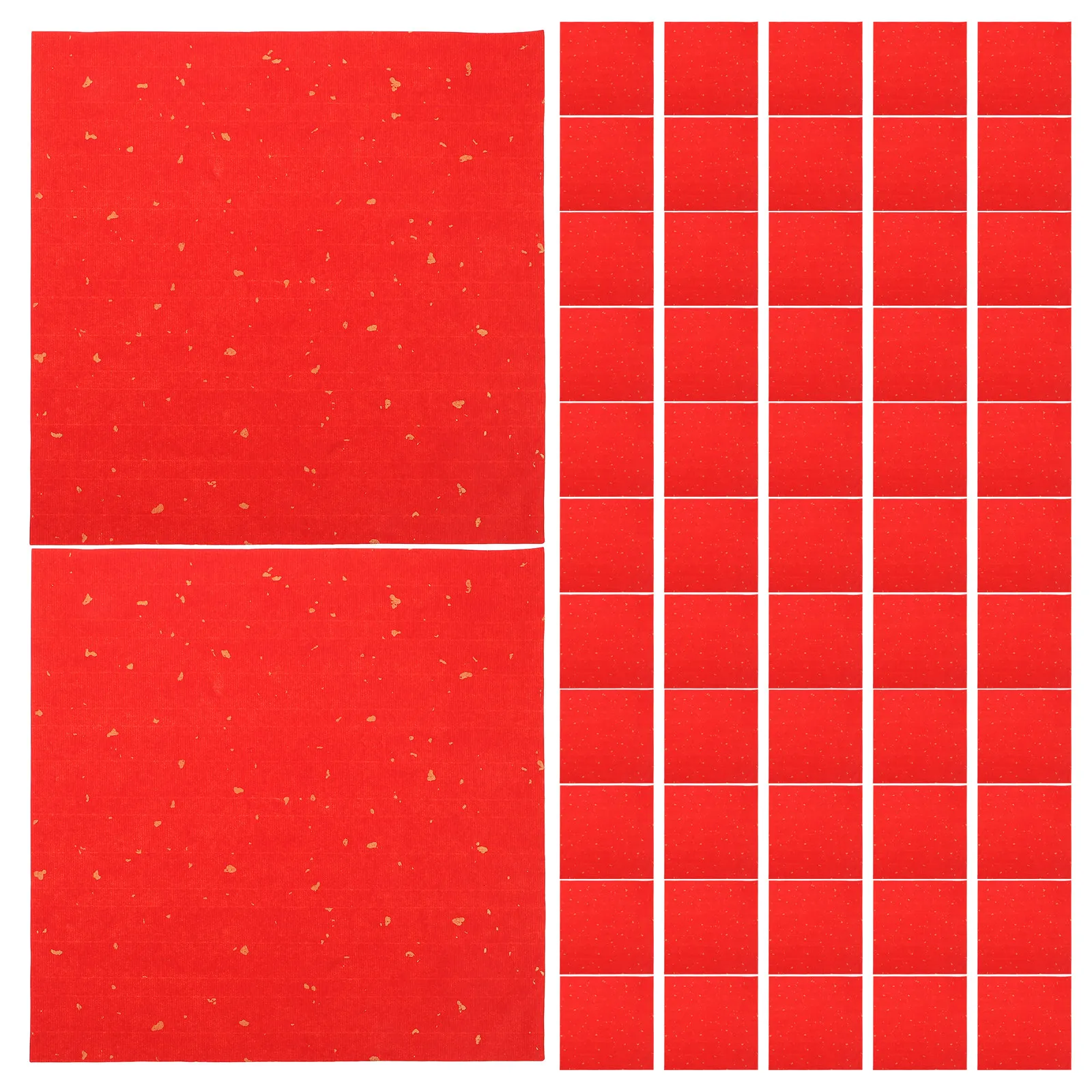 80Sheets Vibrant Red Traditional Xuan Rice Paper Calligraphy Practice Sheets with Grid for Beginners Spring Festival Couplets