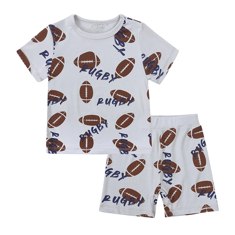Kinder Kurzarm Anzug Baby Jungen Mädchen Kleidung Bambus Faser Kleidung Sets Voller Druck Nachtwäsche Kostüm Für Kinder – Detail 1