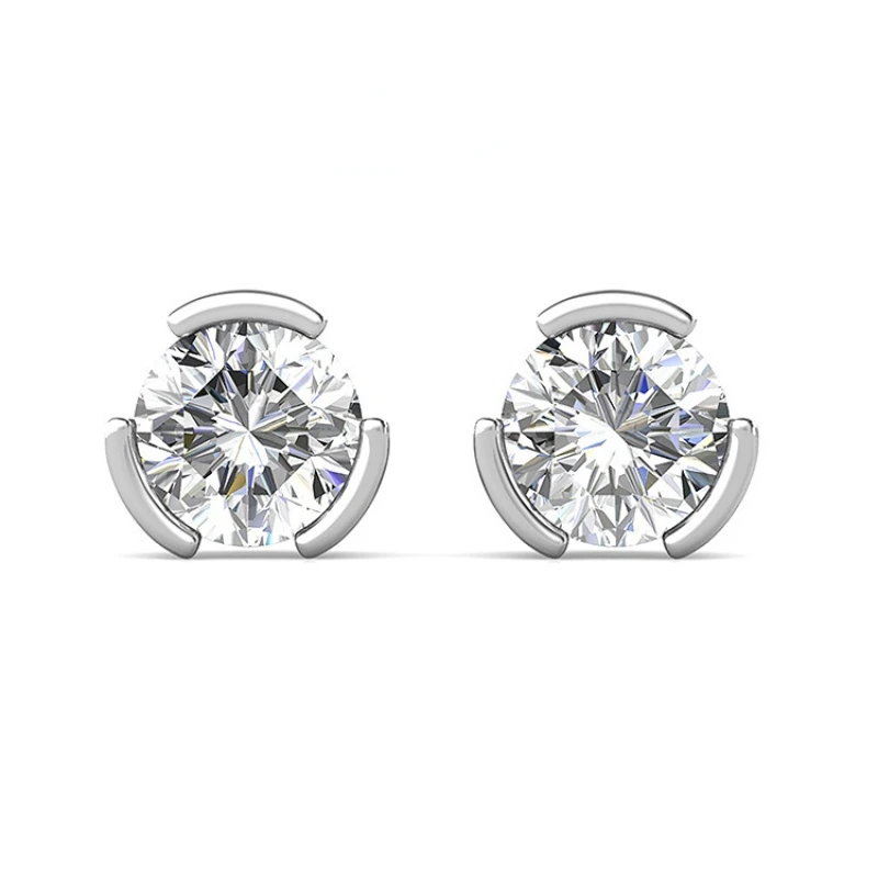 1 Carat Moissanite Earring S925 Silver Fashion Simple Round Engagement Wedding Stud Earrings Jewelry