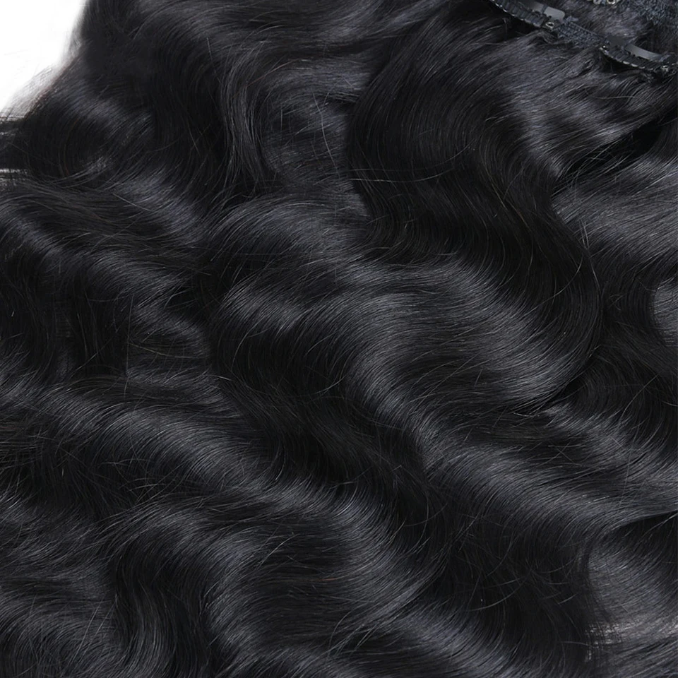 Rebecca Hair-Extensions de Cheveux Humains Ondulés à réinitialisation, Tresse Brésilienne Naturelle Remy, pour Toute la Tête, 7 Pièces