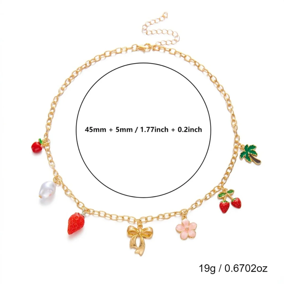 Rote Kirsche Erdbeer-Simulationsperlen-Halskette für Damen und Herren, mehrschichtig, Keramikblume, Schleife, Herz, Baum, Choker, Hochzeitsschmuck – Detail 38