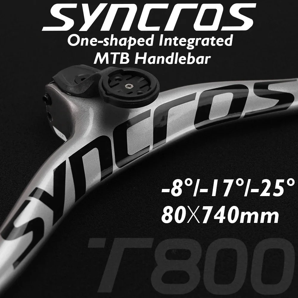 Syncros Integrated MTB Handlebar FRASER IC SL Red/Silver Integrated Gloss Carbon -8/-17/-25 Degree Stem with Mounts and Spacers