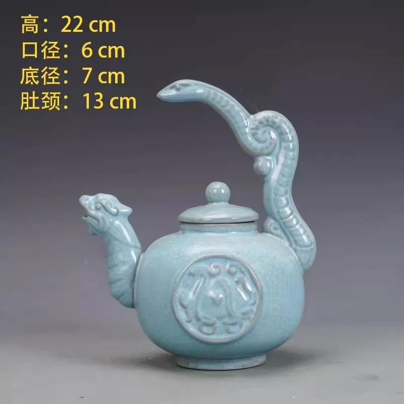 Song porcelain collection Ru kiln sky blue glaze snake first pot porcelain antique antique vintage old goods collection ornament