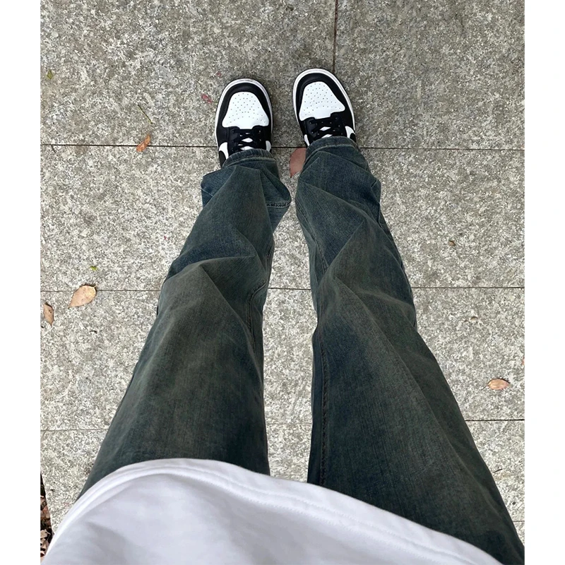 

Blue Waed Summer Thin Straight Leg Jeans Men's Long Trousers Youth Faion High Waist Denim Straight Cut Cool Street Sle