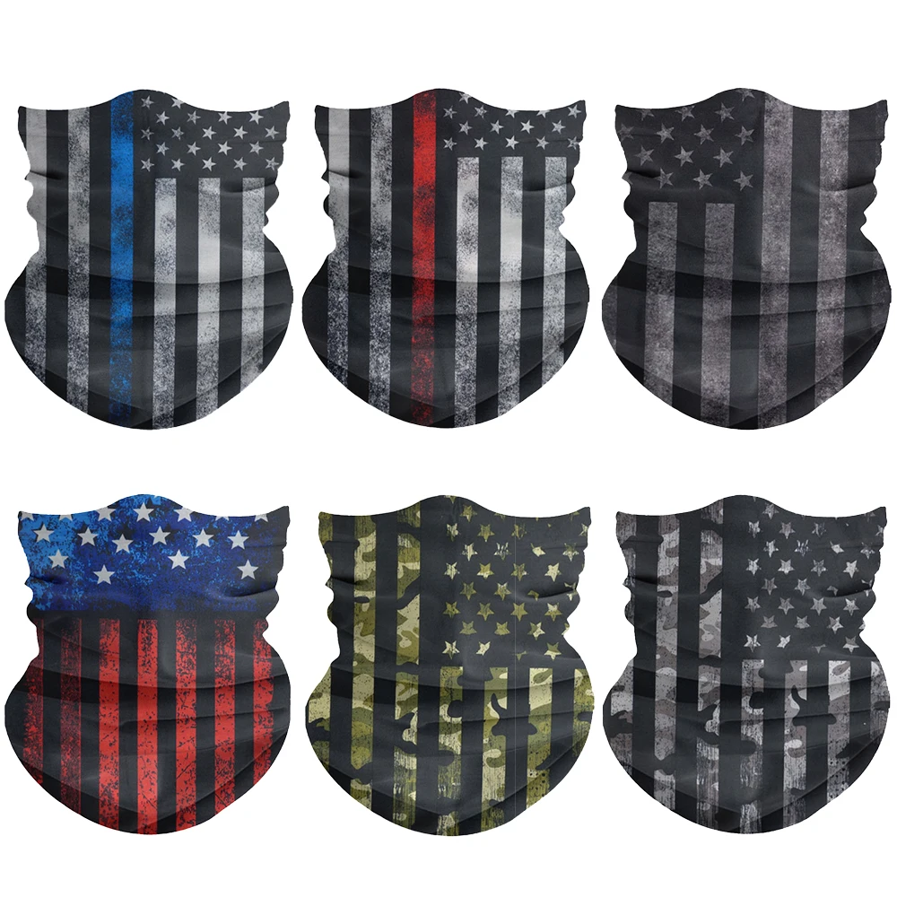 

American Flag 6-Piece Set Outdoor Hiking Bandana Bicycle Motorcycle Riding Gear Windproof Dust Mask Fishing Sunscreen Neck Scarf