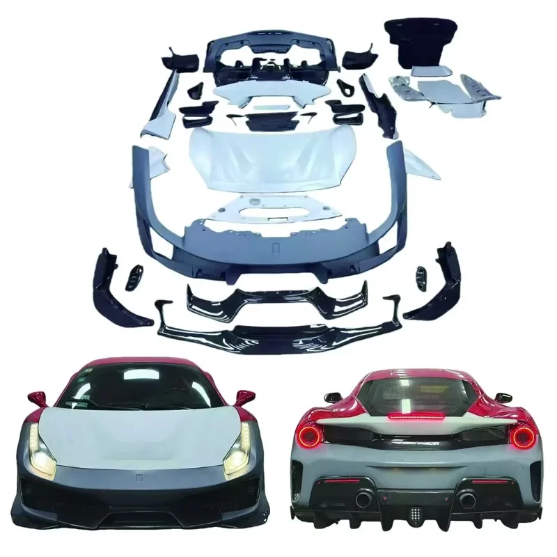 For 488 Pista Style Body Kit - PP + Dry/Wet Carbon Fiber Options