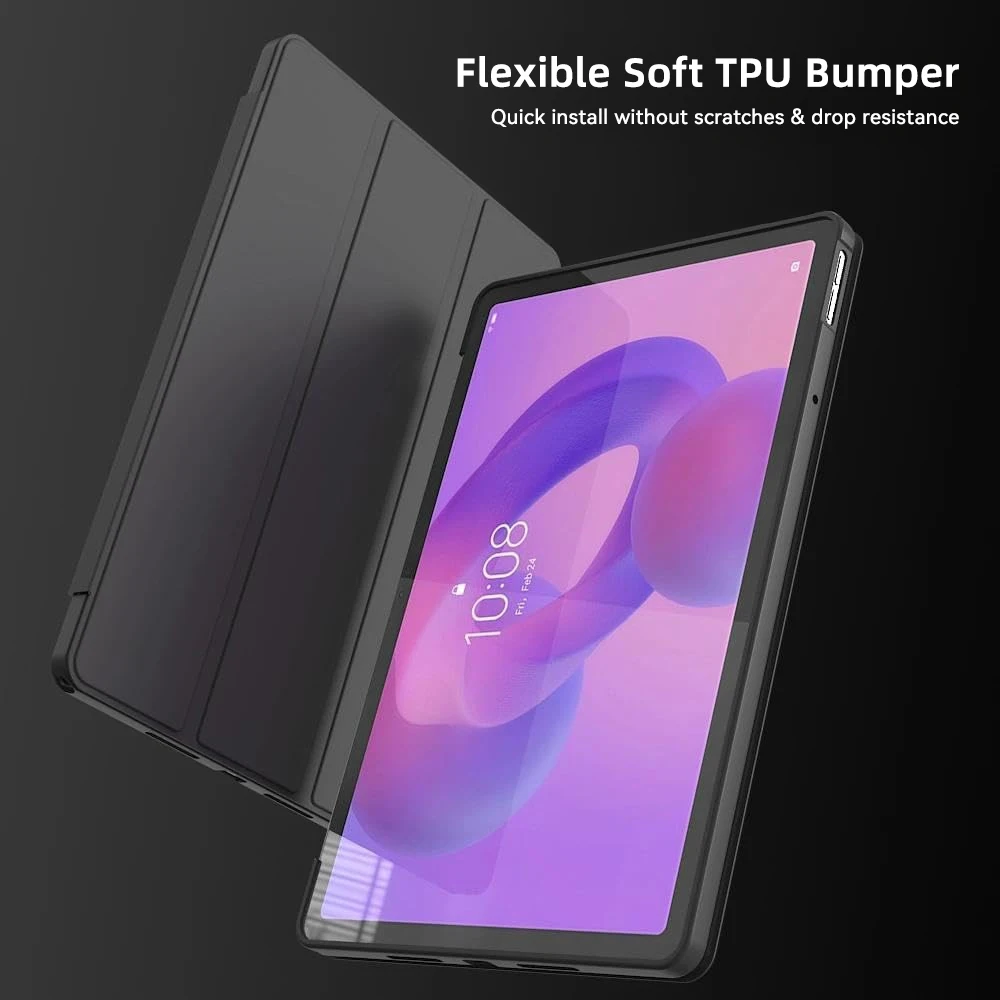 Case for Lenovo Tab M11 11 Inch 2024 Soft TPU Case Slim Lightweight Smart Auto Sleep/Wake Trifold Stand Cover with pencil Holder