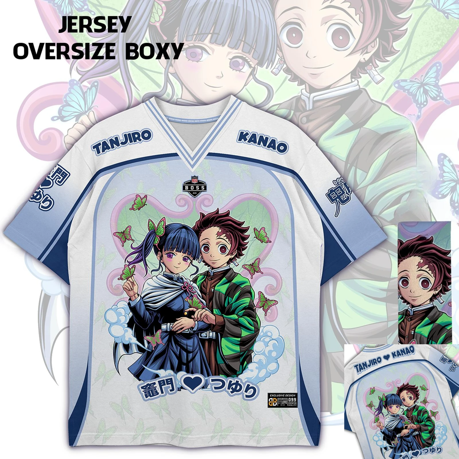 Dämon Slayer Tanjiro Kamado und Kanao Tsuyuri Anime Serie Jersey Koreanische Baseball Hockey Oversize T-shirt Täglich Unisex Tops T