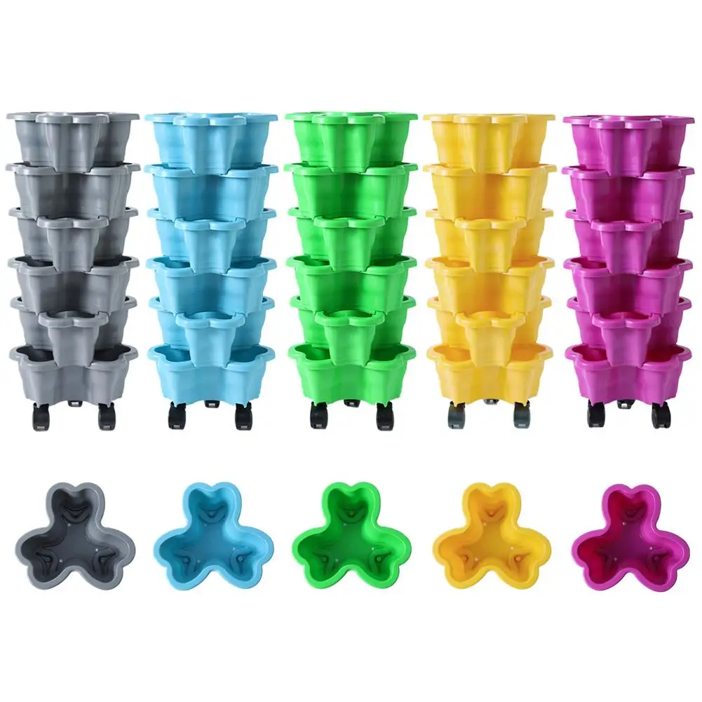 6-Tier Three-dimensional Multilayer Combination Vertical Planter Plastic Flower Pot Strawberry Planter Tower Home Garden