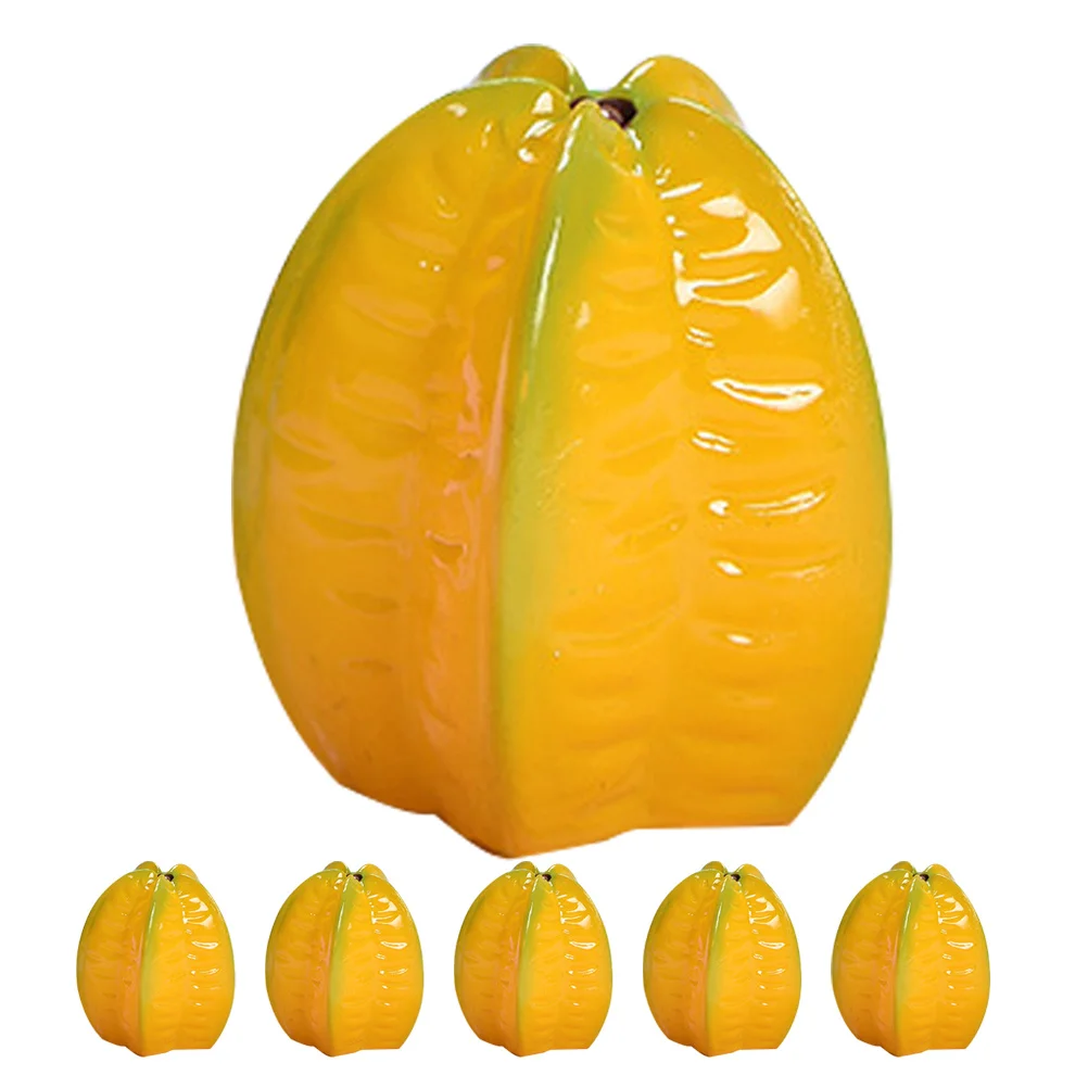 

6Pcs Realistic Artificial Carambola Decorative Photo Props Resin Fake Slices for Home Shop Display Accessories