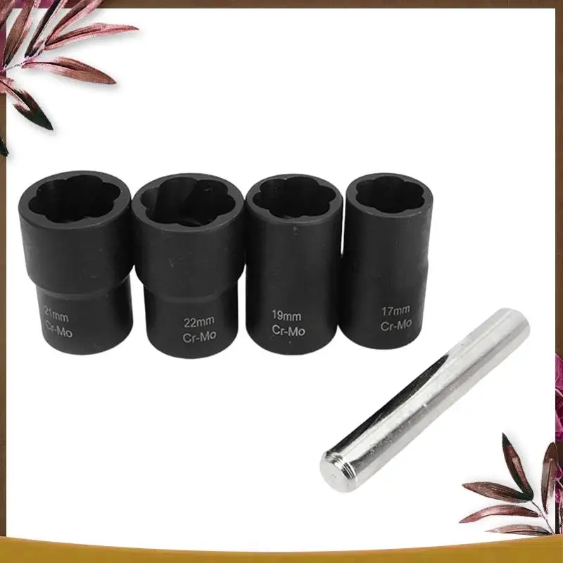 

AB59-17-22Mm Car Tire Broken Screw Extractor Disassembly Thread Tool Set 5 Pcs Of Repair Wrench Socket Kit