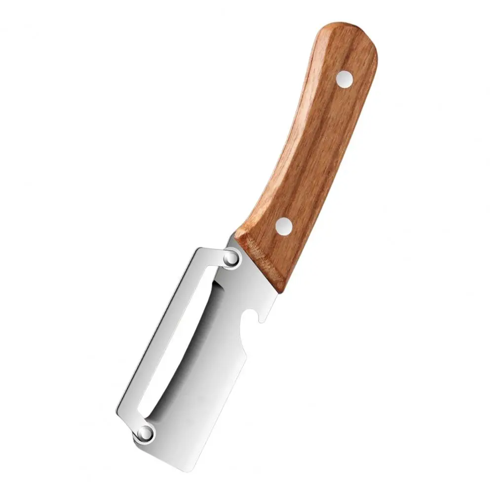 مقشرة متعددة مع شفرة من الفولاذ المقاوم للصدأ ومقبض خشبي فتاحة زجاجات فعالة مقشرة فواكه الخضروات أداة تقشير سريعة للمطبخ #5