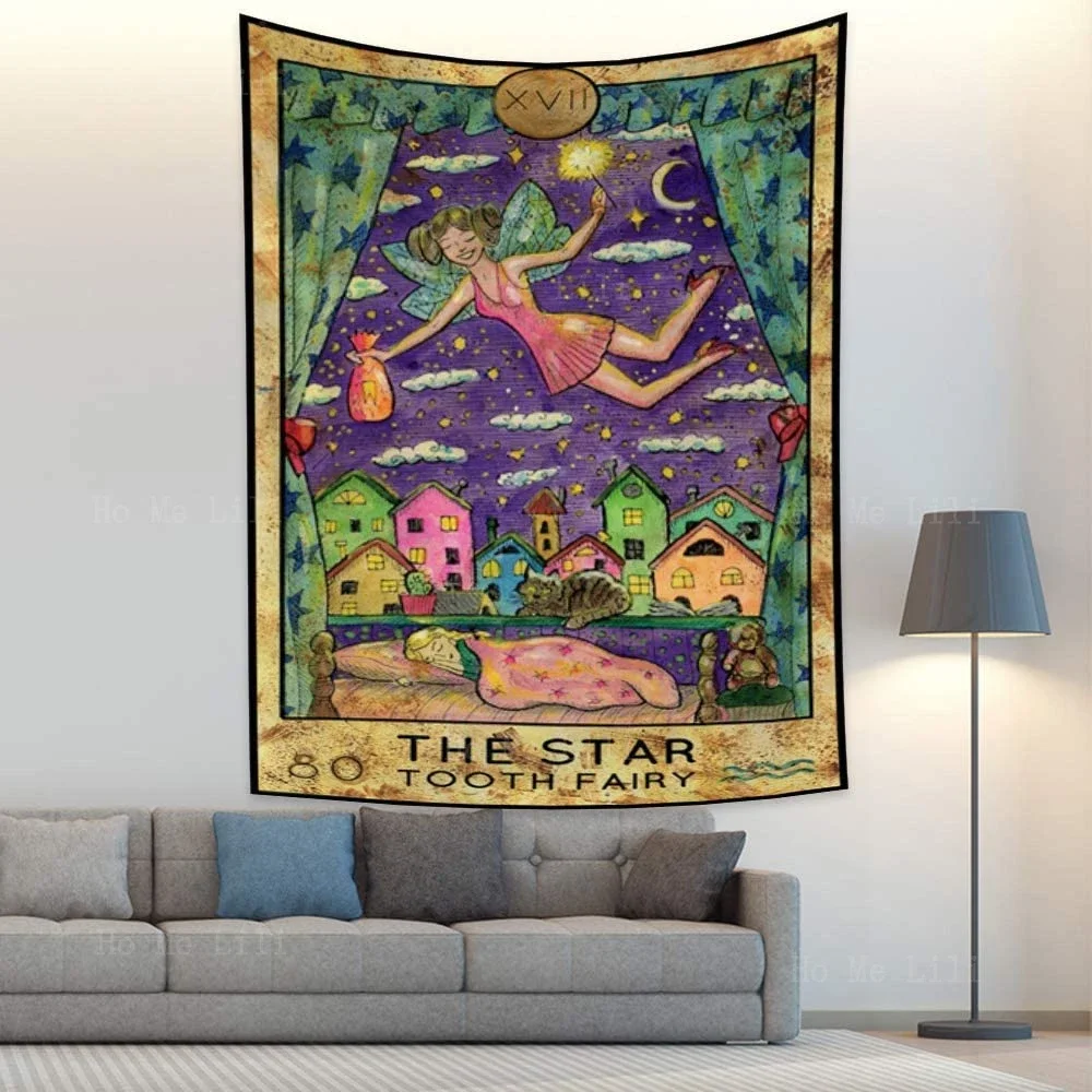 The Star Mysterious Aesthetic Medieval Europe Divination Colorful Tapestry Moon Tarot Card Werewolf Gothic Halloween Home Decor