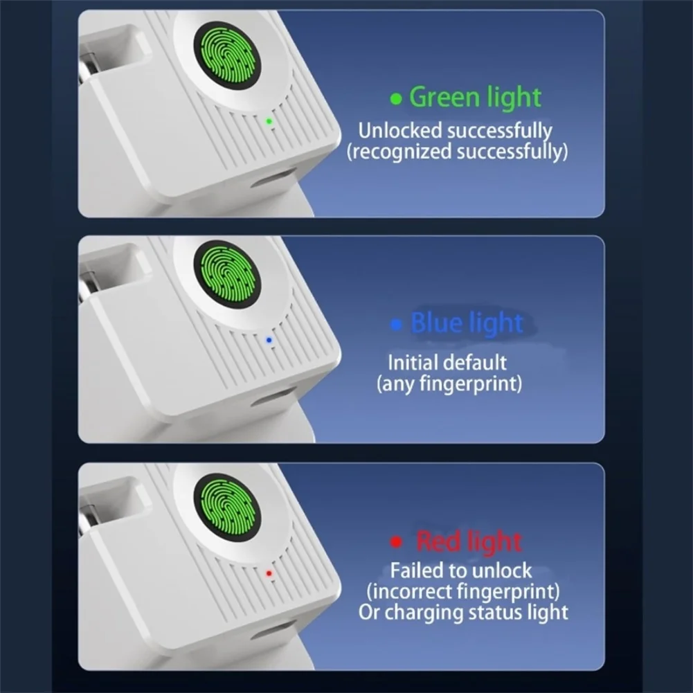 Smart Fingerprint Door Lock for Fridges Washers Cabinets No Drilling Installation 360 Degree Recognition ABS Body